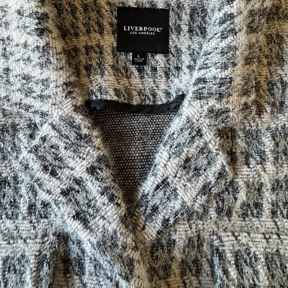 Liverpool Heather Houndstooth Fuzzy Button Front Boxy Jacket Women's Large - Picture 8 of 16